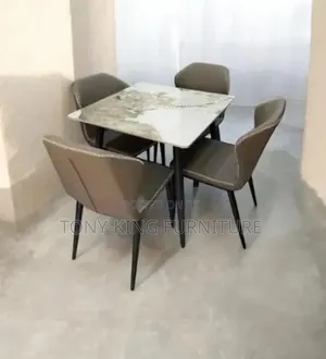 Imported Modern 4-Seater Faux Marble Dining Set