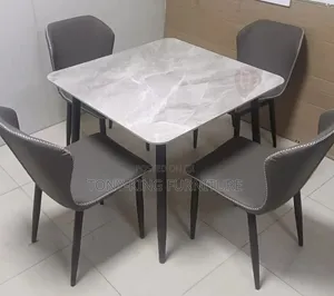 Imported Modern 4-Seater Faux Marble Dining Set