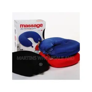 Güee Blue U-Shaped Neck Massage Cushion Box Featuring a Built-in Vibra