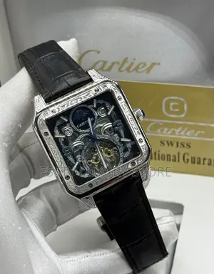 High Quality Luxury Automatic Cartier Genuine Leather Wristwatch