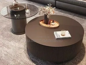 Luxury Modern Fluted Coffee Table Set – Round Center Table