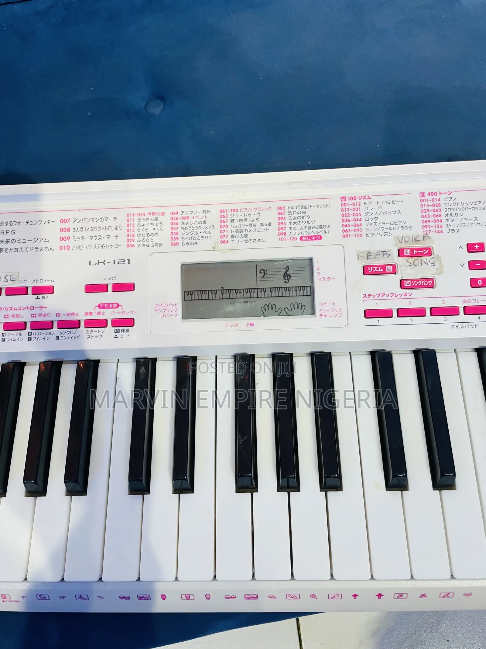 Casio LK-121 Key-Lighting Keyboard White 61 Keys With Adapter