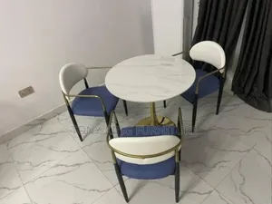 Modern 3-Seater Round Marble-Top Dining Set.