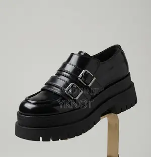 Glossy Black Platform Shoes, Very High Quality Size 37