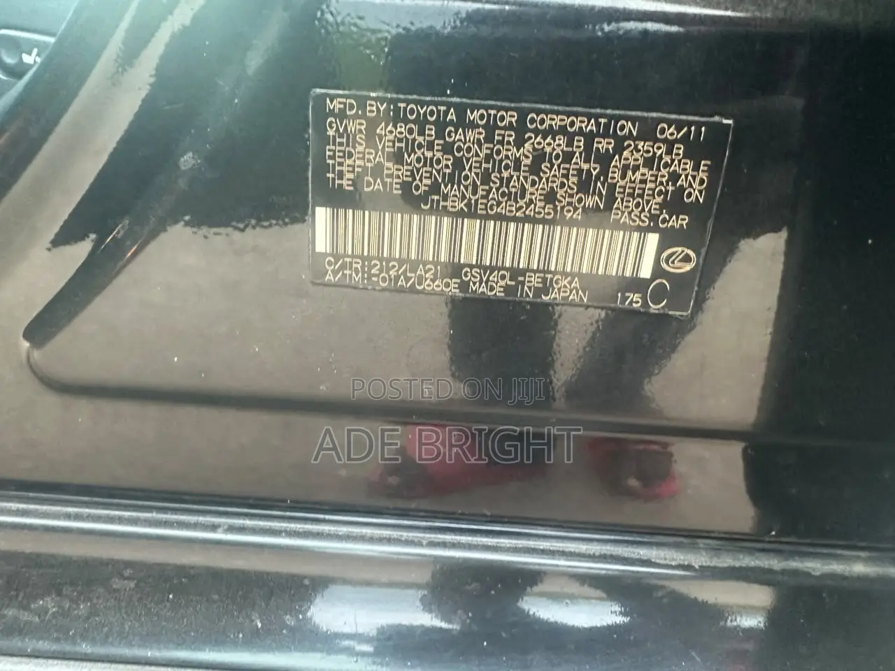 Lexus ES 350 2012 Black