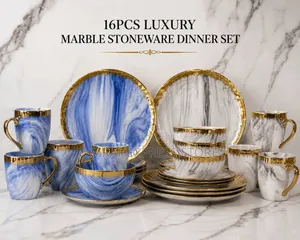 16pcs Luxury Marble Stoneware Dinner Set