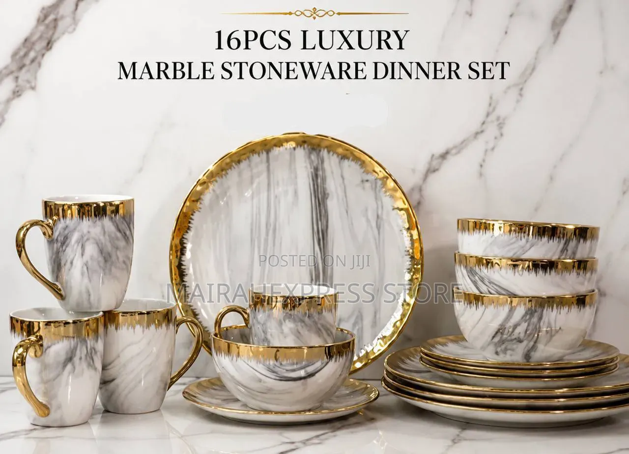 16pcs Luxury Marble Stoneware Dinner Set