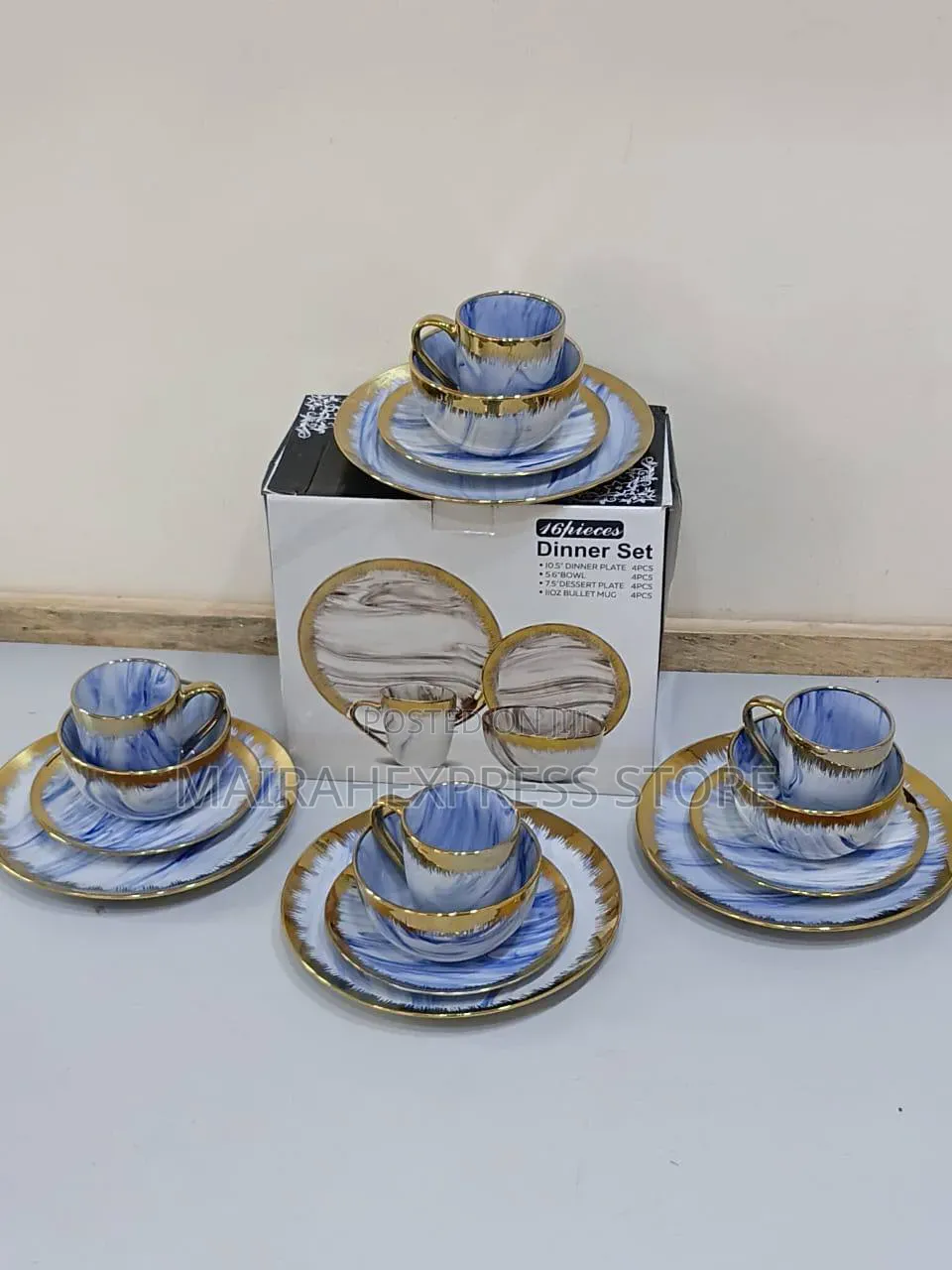 16pcs Luxury Marble Stoneware Dinner Set