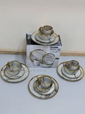 16pcs Luxury Marble Stoneware Dinner Set