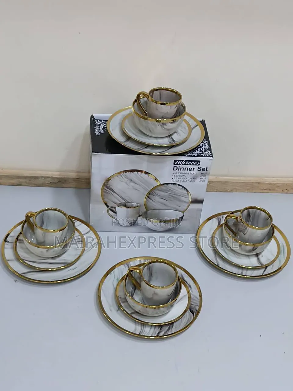 16pcs Luxury Marble Stoneware Dinner Set