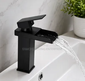 Modern Matte Black Waterfall Basin Mixer Tap/Faucet