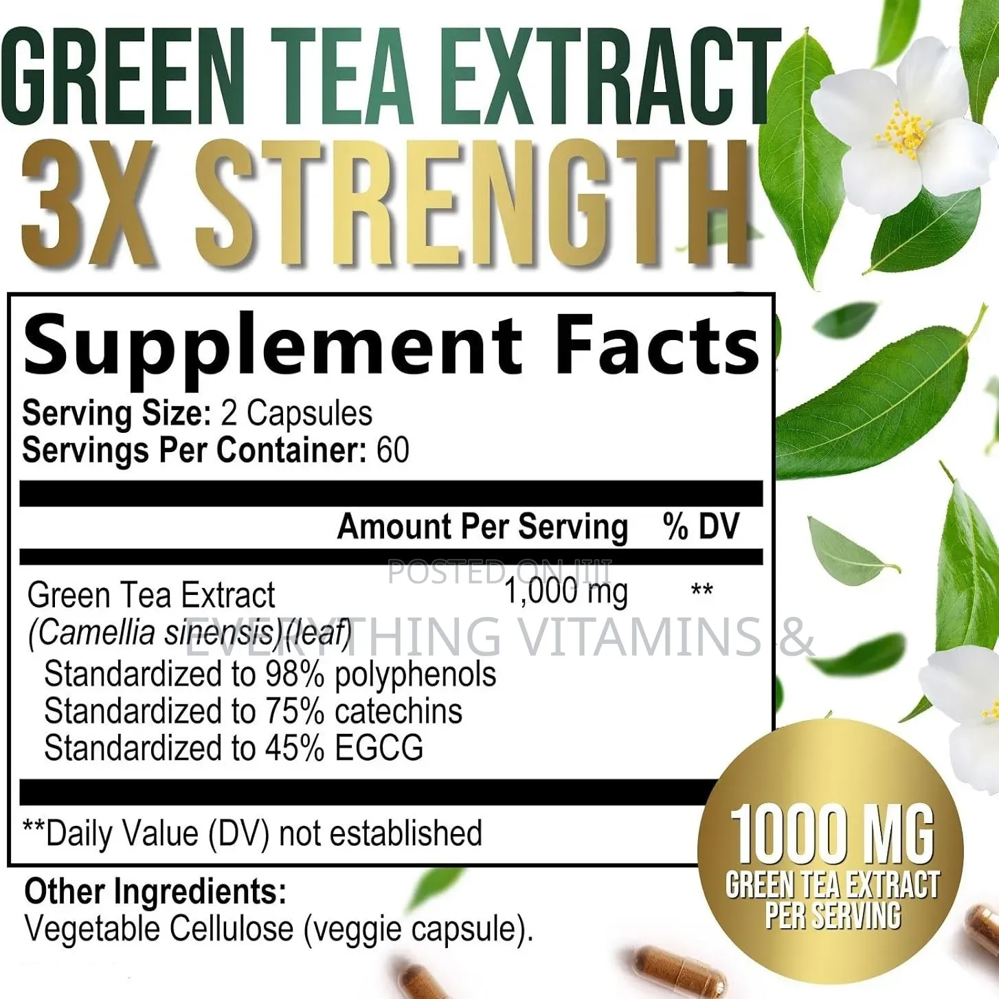 Green Tea Extract Supplement (90 Capsules)