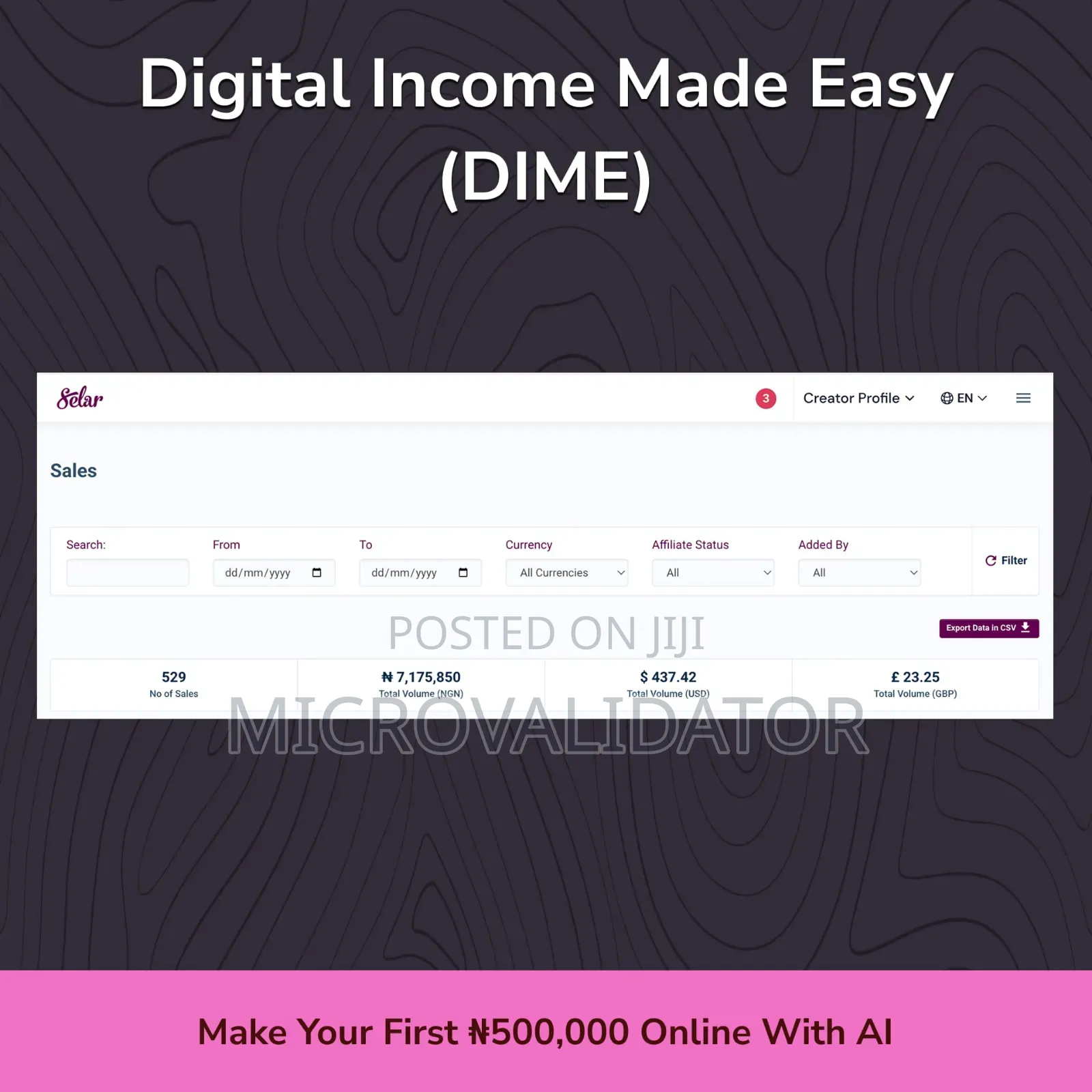 DIME(Digital Income Made Easy)