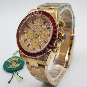 Rolex Style Chronograph Watch – Gold Chain | Glitter Bezel | Automatic