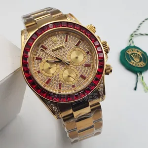 Rolex Style Chronograph Watch – Gold Chain | Glitter Bezel | Automatic