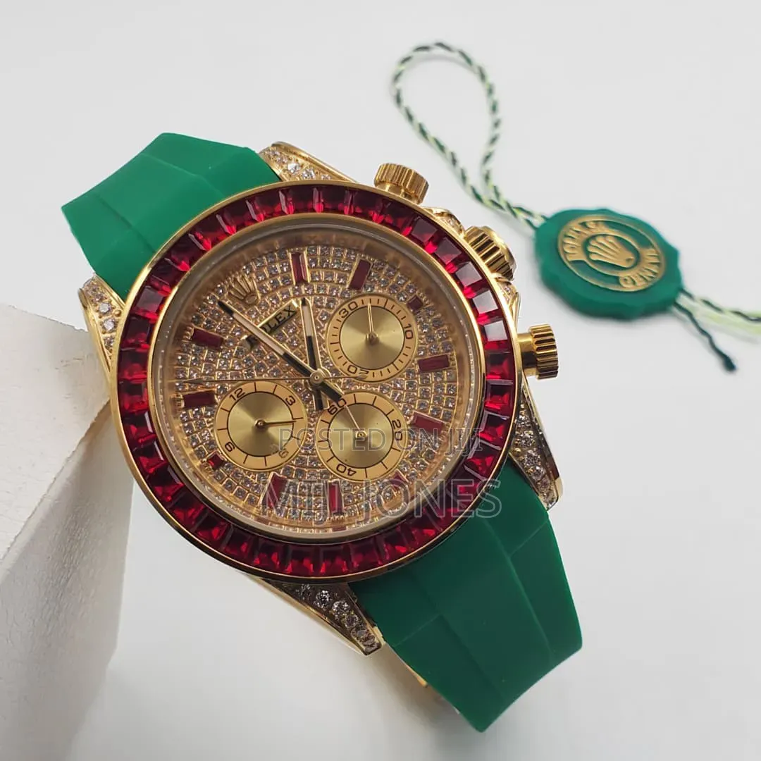 *Gold Dials. Rubber Flex. – Rolex Style Chronograph*