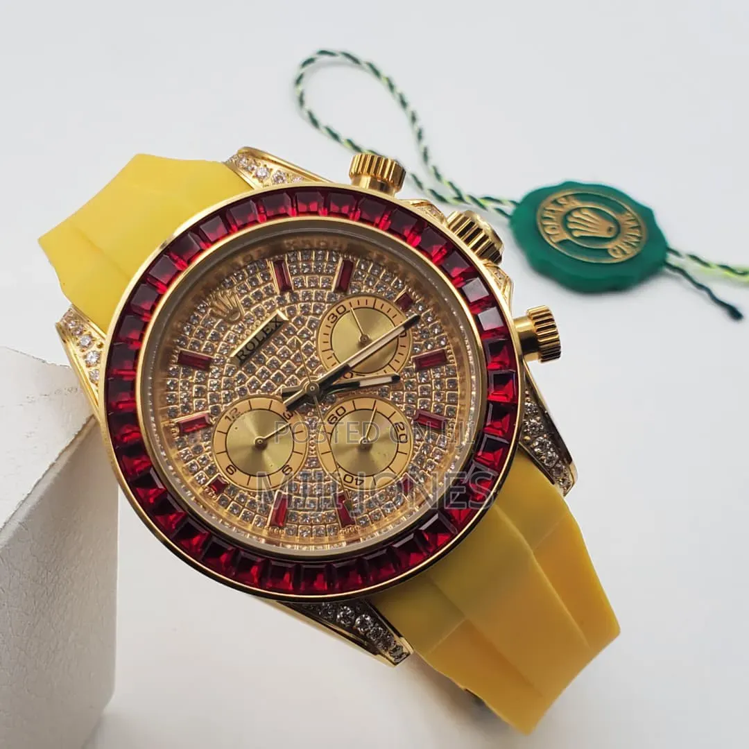 *Gold Dials. Rubber Flex. – Rolex Style Chronograph*