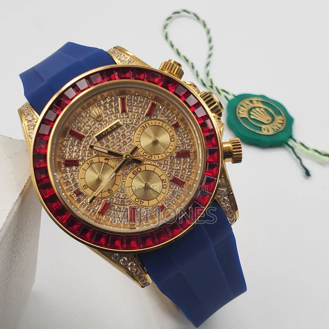 *Gold Dials. Rubber Flex. – Rolex Style Chronograph*