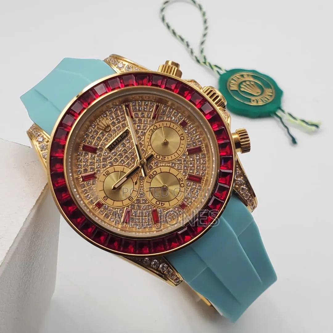 *Gold Dials. Rubber Flex. – Rolex Style Chronograph*