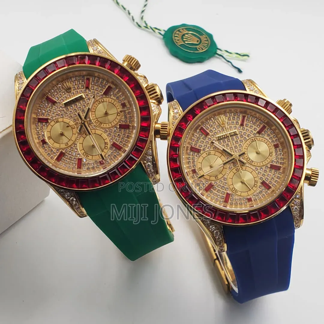 *Gold Dials. Rubber Flex. – Rolex Style Chronograph*