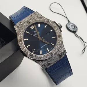 Hublot Glitter Bezel Blue Strap Watch