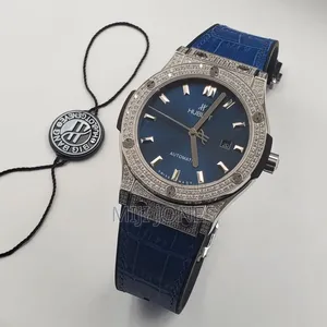 Hublot Glitter Bezel Blue Strap Watch