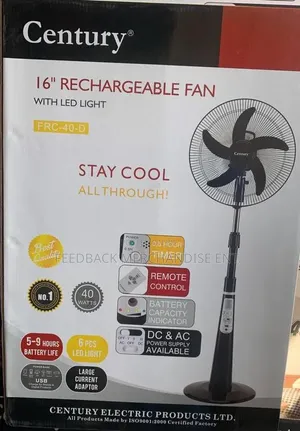 Century Rechargeable Standing Fan "16" Inches