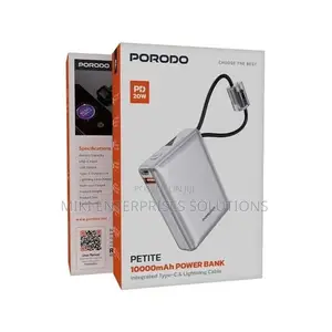Porodo Petite 10000mAh Power Bank With Integrated Type-C Lightning C