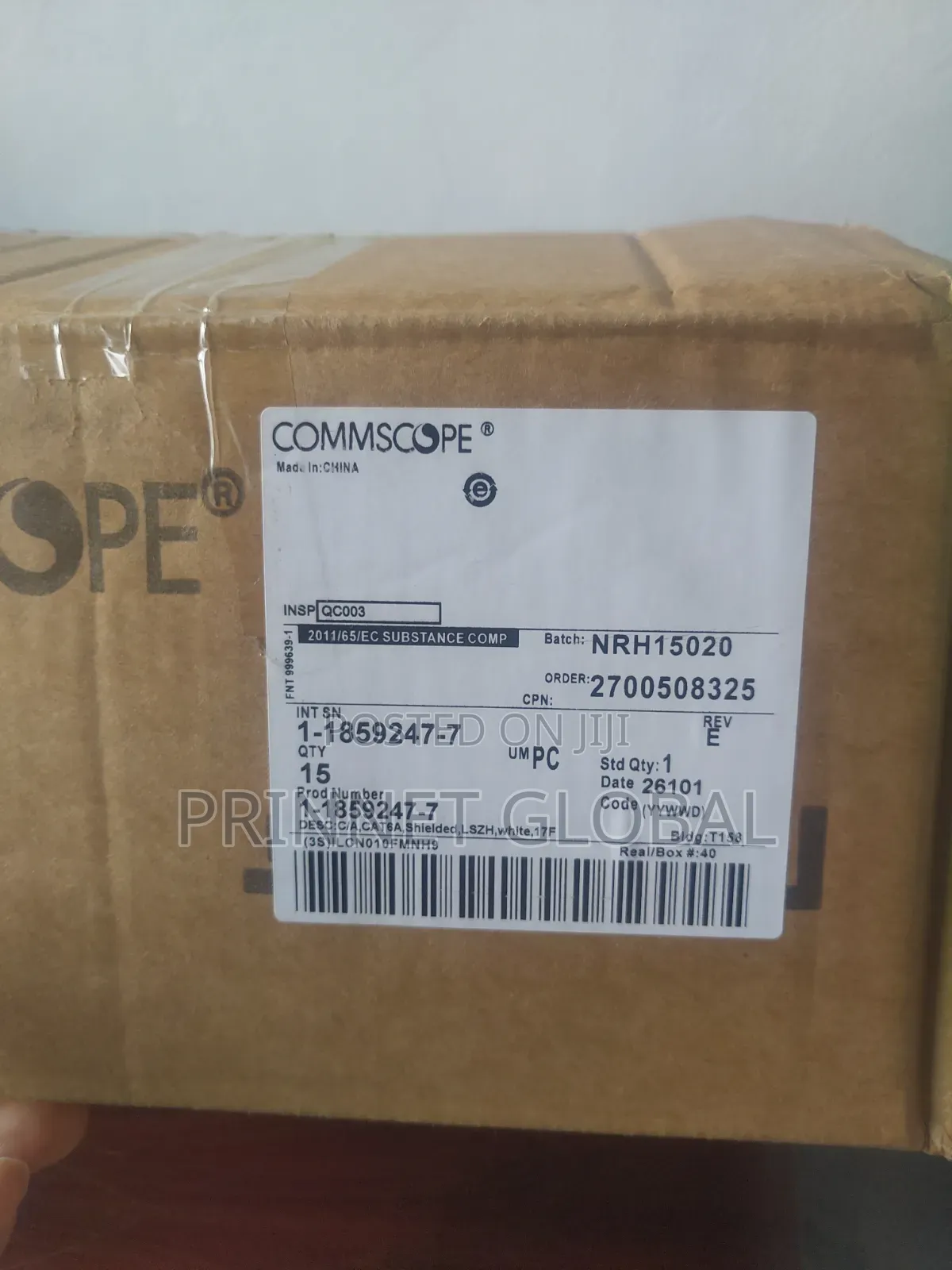 5m Cat6A, Shielded, White S/FTP Commscope Patch Cord 17Ft