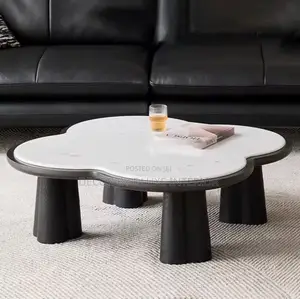 Modern Flower Coffee Table Set With Stone Top