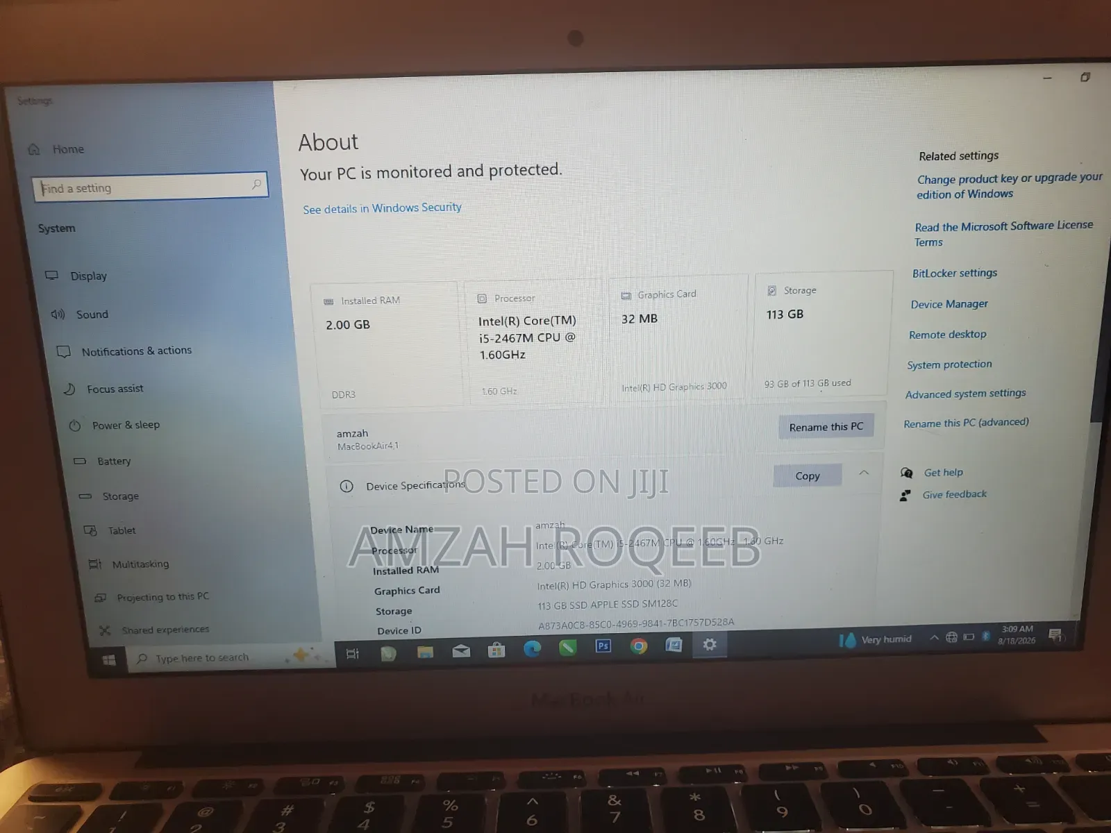 Laptop Apple MacBook 2013 2GB Intel Core i5 SSD 128GB