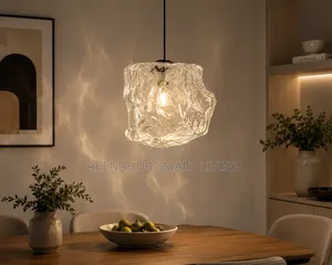 Minimalist Art Ice Cube Pendant Light LED Glass Chandelier Restaurant