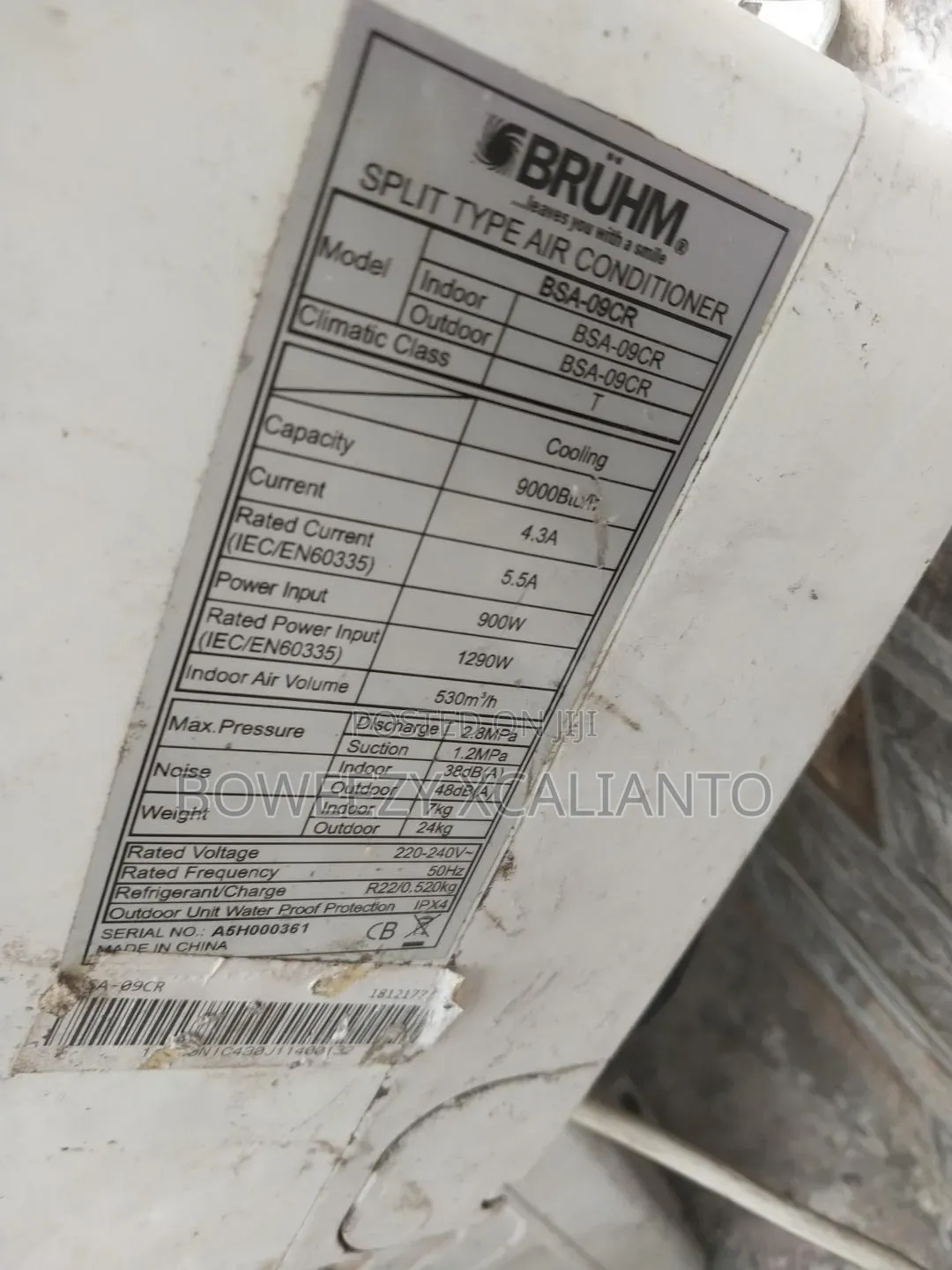 Bruhm 1hp AC Used