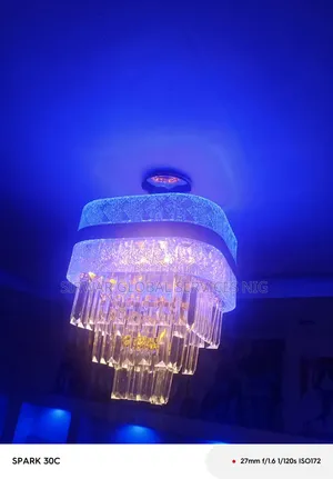 Potable Crystal Small Chandelier Warm White and Blue Light