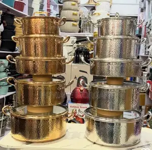 Uakeem 10pcs Stainless Steel Rose Gold/Silver Hammered Induction Pot