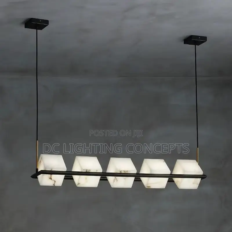 Modern Luxury Linear Marble Cube Pendant Chandelier.