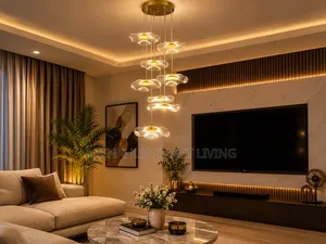 2026 New LED Lotus Leaf Design Staircase Modern Ceiling Chandelier