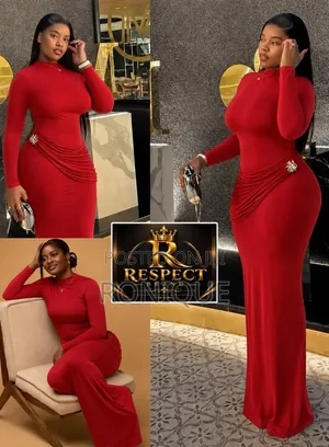 Elegant High-Neck Long-Sleeve Side-Draped Gown