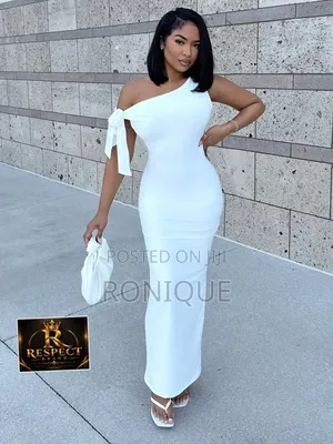 Minimalist One-Shoulder Tie-Detail Bodycon Maxi Dress
