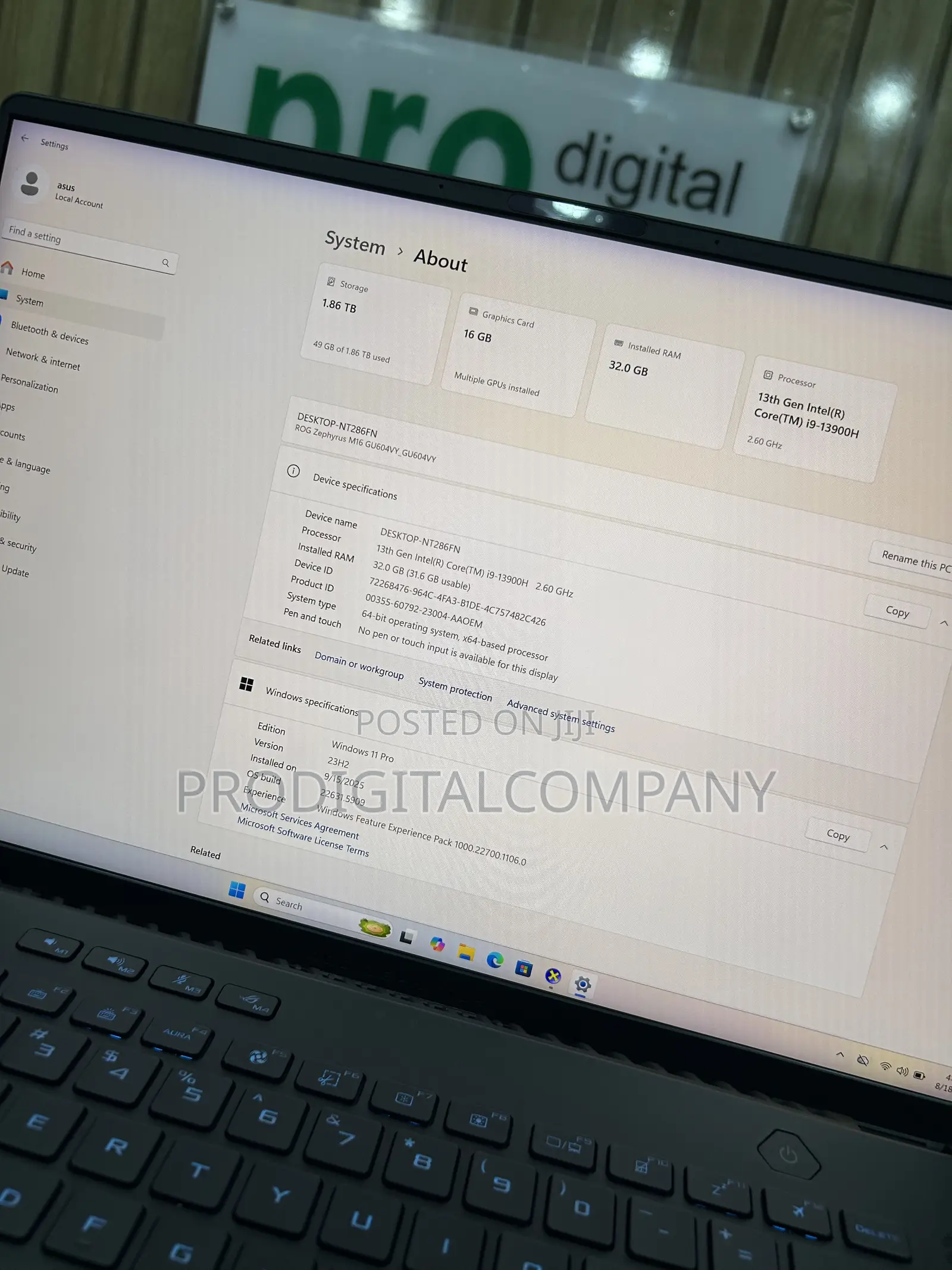 Laptop Asus ROG Zephyrus M16 32GB Intel Core i9 SSD 2T