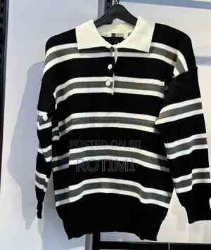 Classic Striped Knit Polo Top 