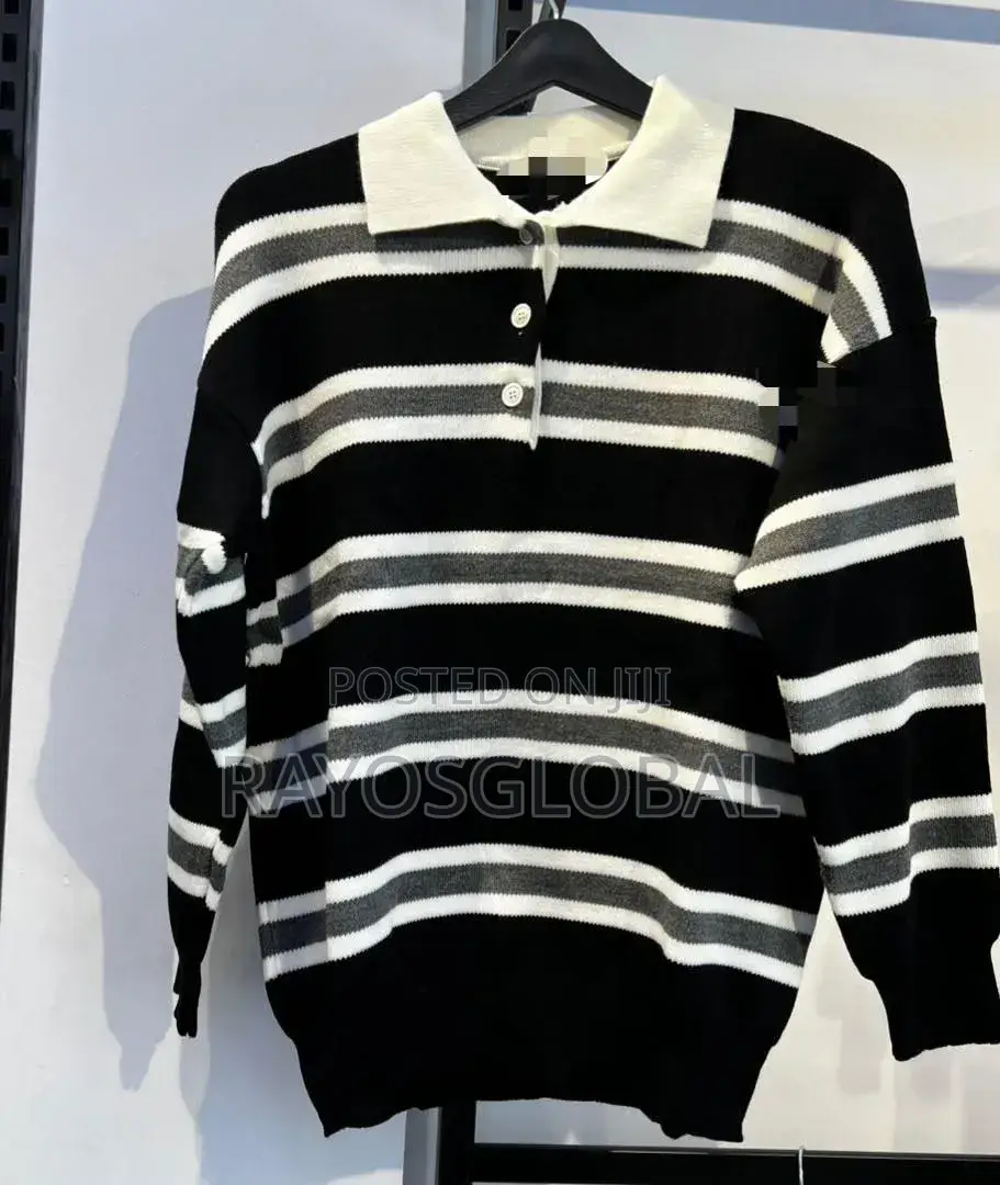 Classic Striped Knit Polo Top 