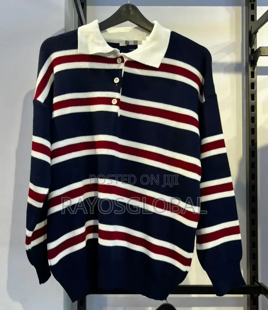 Classic Striped Knit Polo Top 