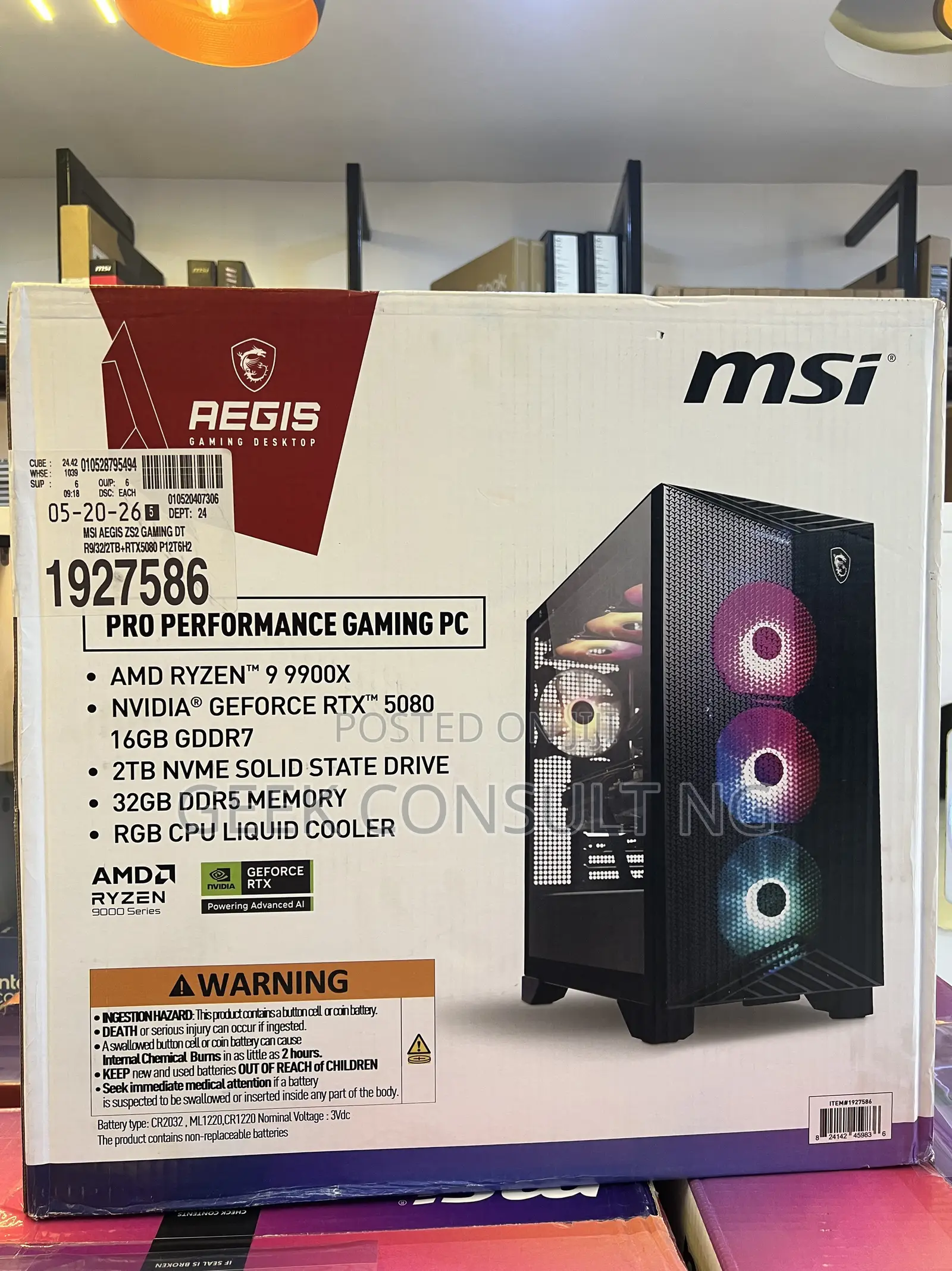 New Desktop Computer MSI Aegis X3 32GB AMD Ryzen 9 SSD 2T