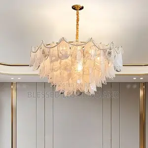 Size 600mm French Modern Glass Chandelier for Island Living Room, Bedr