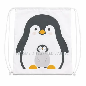 Penguin Vinyl Drawstring Knapsack Bag
