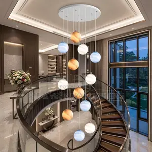 Luxury 12-Light Planet Galaxy Chandelier– Void, Duplex,Staircase Light