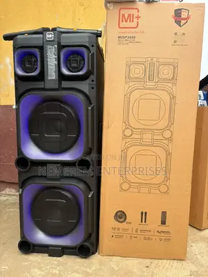 MI+ MIGP2450 Rechargeable Party Speaker - Dual 12-Inch 2 Wireless Mics