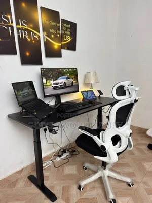 Electric Adjustable Height Desk and Ergonomic Chair