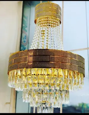 Modern Golden Crystal LED Chandelier for Living Room